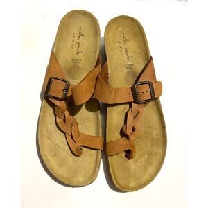 Mila Paoli Leather sock comfort Sandals Italy brown suede strappy women 9.5